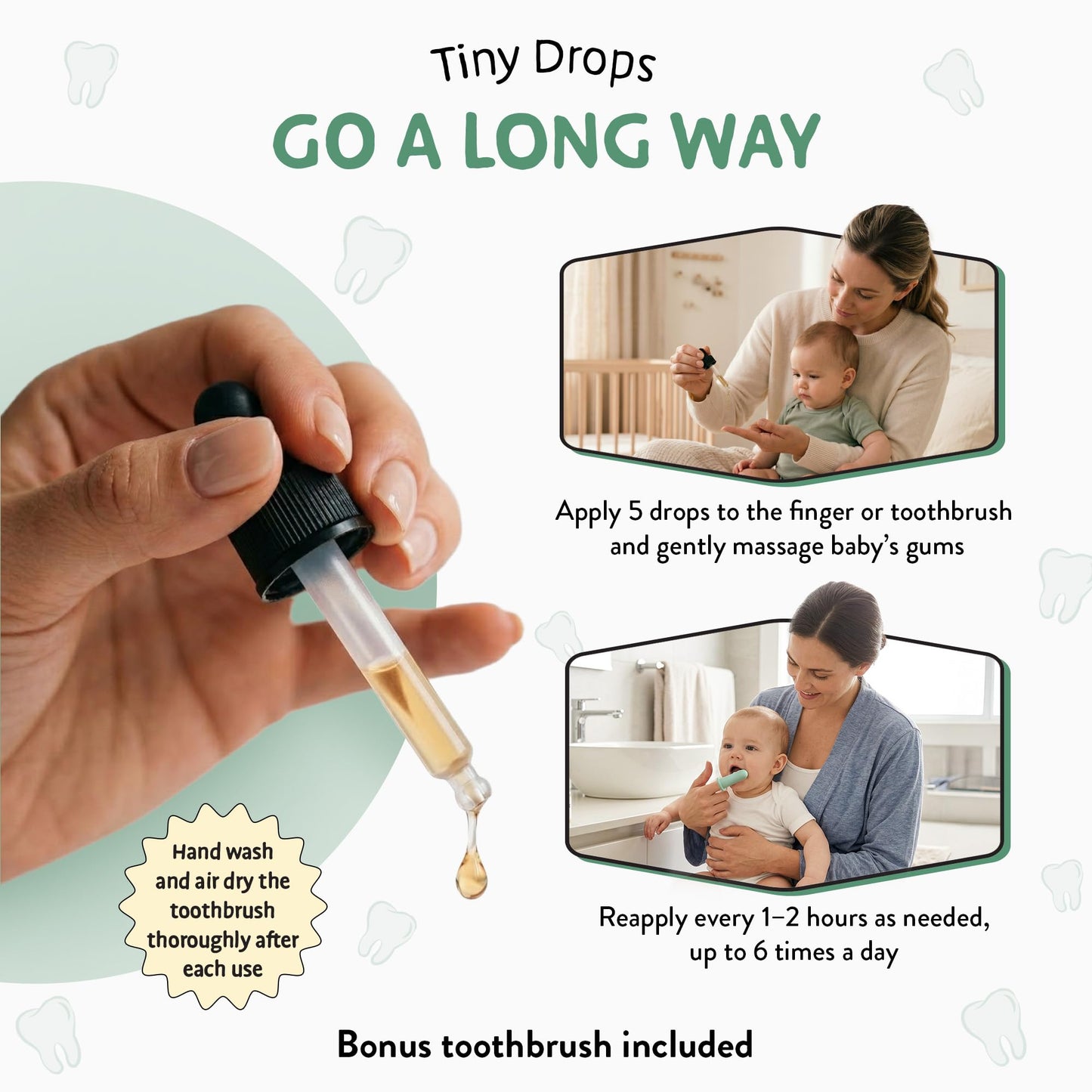 Legendairy Milk Organic Baby Teething Relief Drops with Silicone Toothbrush, Gum Relief for Babies & Toddlers 6 M+, Soothing Chamomile Clove Blend, Teething Gel Alternative, Sugar Free, 120 Servings