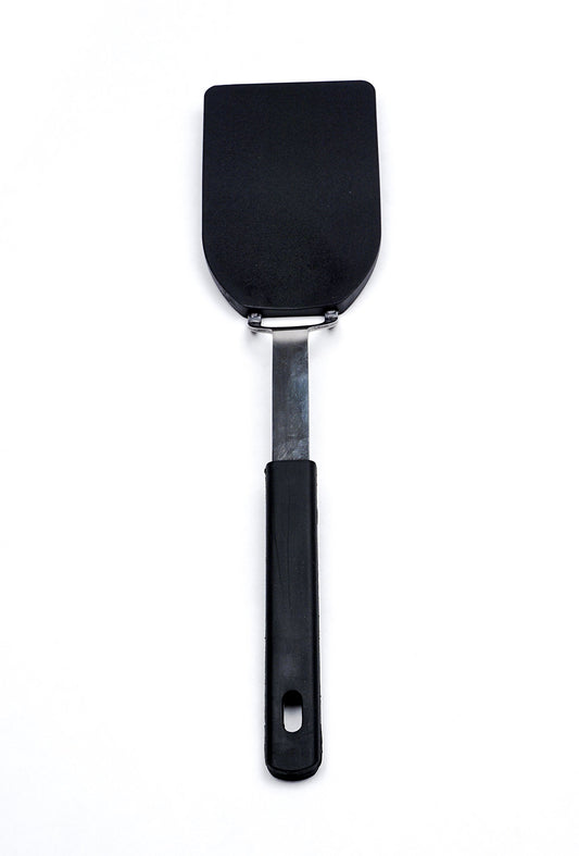 RSVP International Kitchen Tool Collection Flexible Nylon Spatula, Stainless Steel Handle, 12x2.75", Black