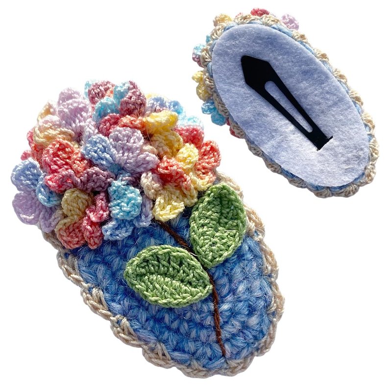 Coolideas handmade micro-hook crocheted hair barrettes yarn Handcrafted fine crocheted hair clips, creative hand made knitted side hair accessories for female (#13 Hydrangea)