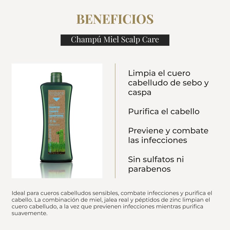 Salerm Biokera Natura Honey Scalp Care Shampoo, 1000 Milliliter