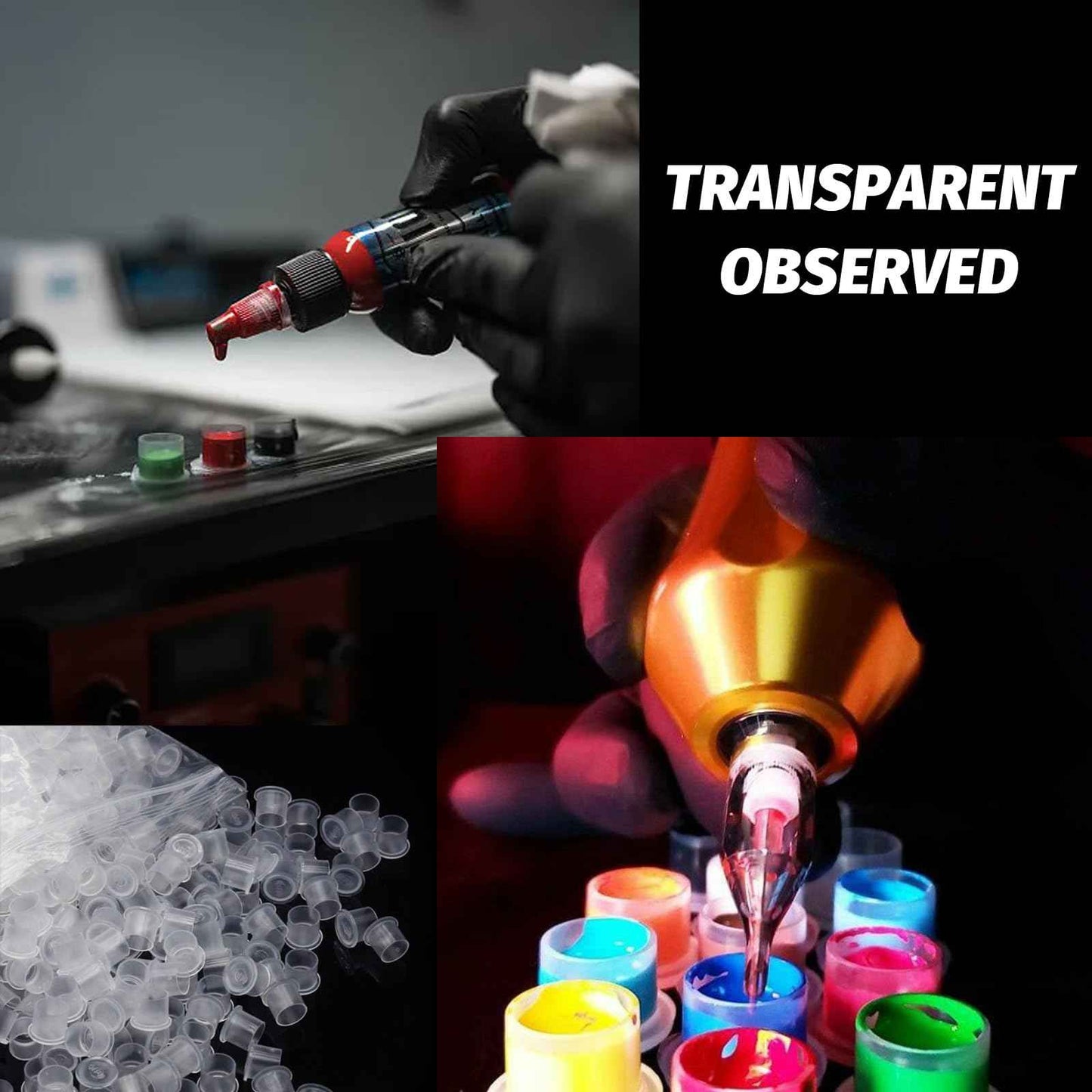 Romlon 1000PCS Disposable Ink Cups - Medium Tattoo Caps for Ink Pigment Kits