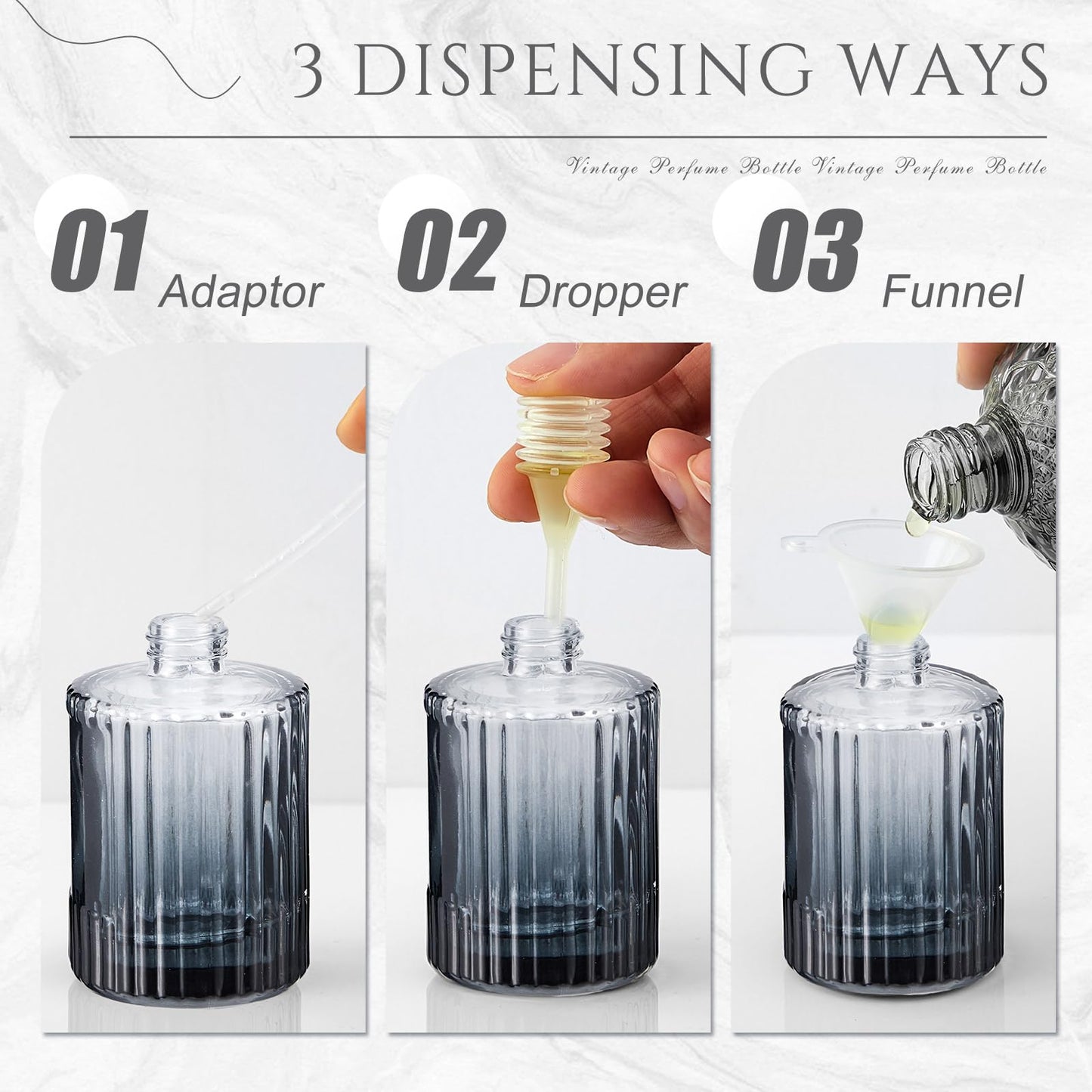 Teenyyou 6 Pcs 30/50/100ml Empty Glass Perfume Bottles Bulk Pack for Perfume Makers Refillable Atomizer Cologne Bottles DIY Vintage Fragrance Packaging Glass Bottling Supplies (Black,50 ml)