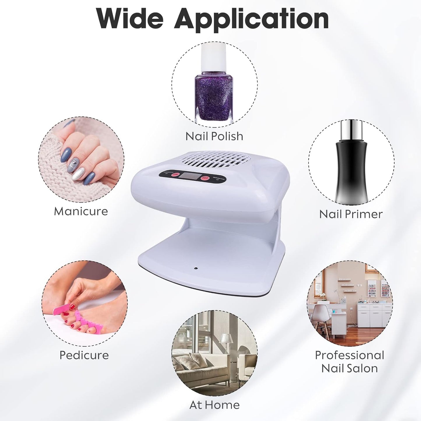 Air Nail Dryer - Automatic Sensor 300W Timing Fan for Hands & Feet | Warm & Cool Wind, Light Blue