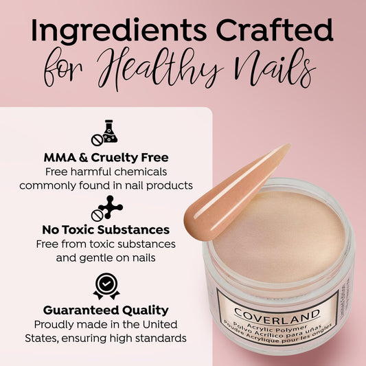 Tones Acrylic Powder 3.5oz "Sugar Cream" - Long Lasting Coverland Acrylic Nail Dip Powder Made in Usa - Limited Edition Non-Yellowing Acrylic Powder for Salon French Home & Manicure Use Bubble-Free