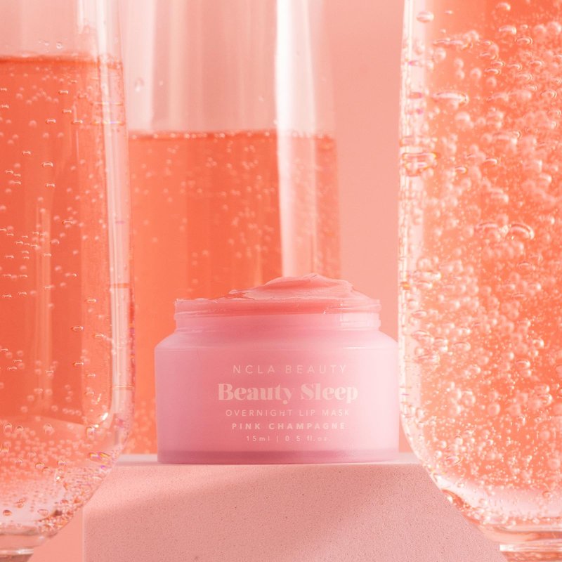 NCLA Beauty Sleep Overnight Lip Mask - Lip Mask for Women - Nourishes and Hydrates with Castor Seed Oil and Shea Butter - Pink Champagne - 0.5 oz