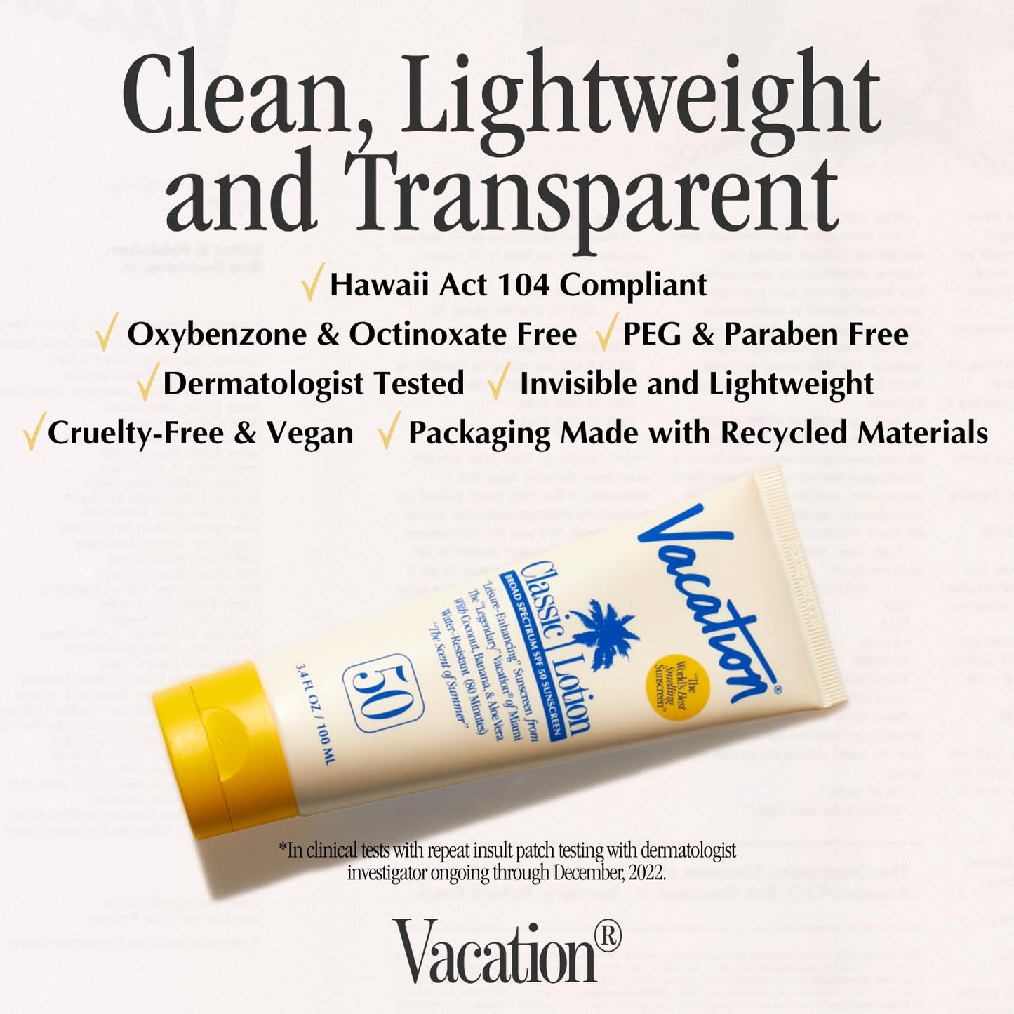 SPF 50 Sunscreen Lotion - Invisible, No White Cast, Water-Resistant | Travel Size, 3.4 Fl Oz (Pack of 3)