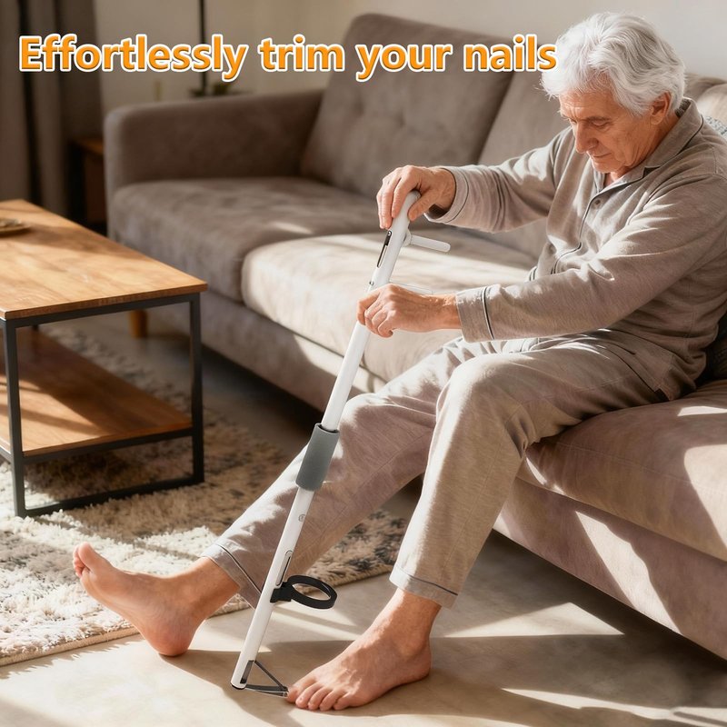 Toenail Trimmer with Clear Magnifier, Long Reach Handle for Seniors,Limited Mobility Aid, No-Bend Pedicure Tool with Wide Jaw Opening Support & Easy Cutting Wide Jaw Design（16.5inch）