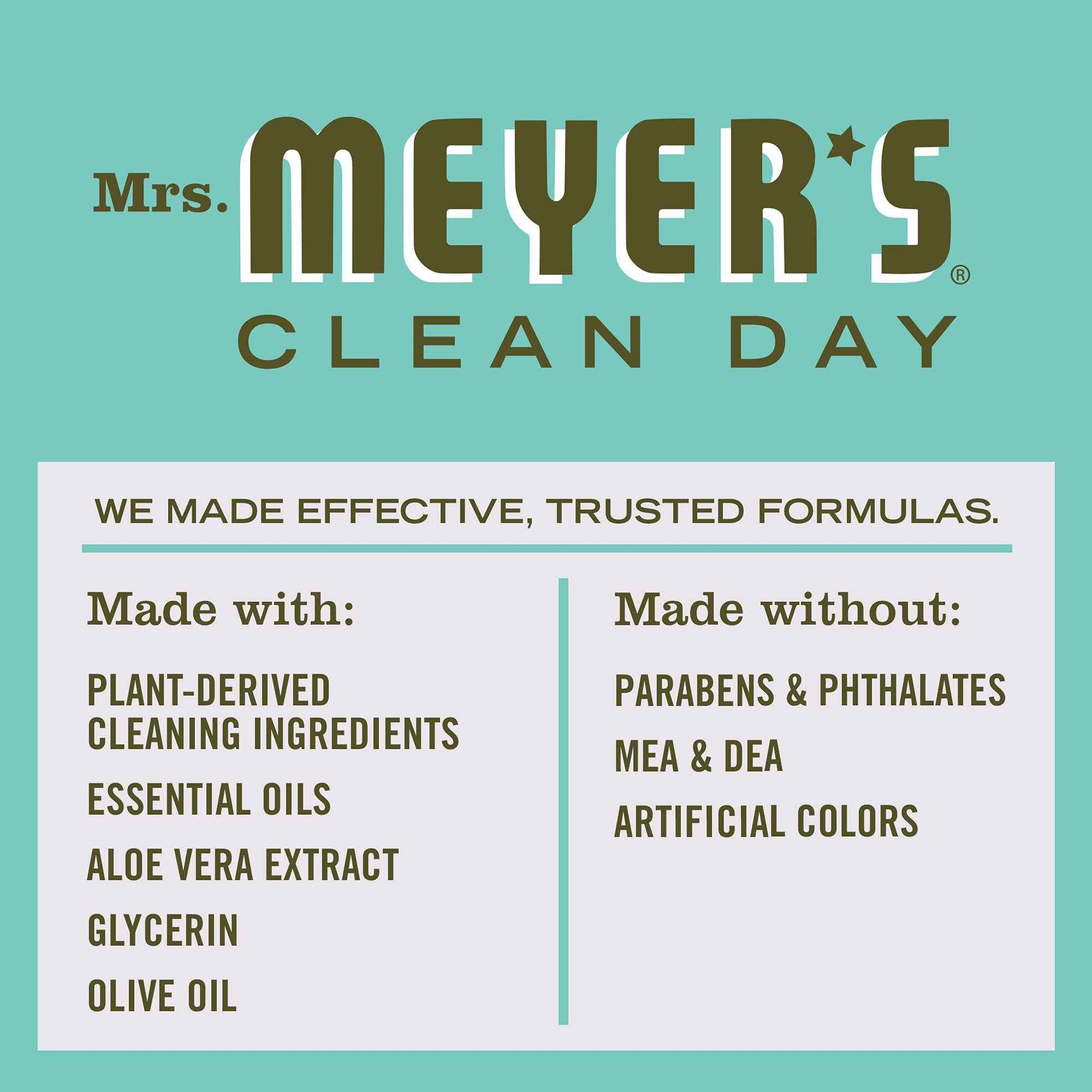 MRS. MEYER'S CLEAN DAY Hand Soap, Made with Essential Oils, Biodegradable Formula, Basil, 12.5 fl. oz (Pack of 4)