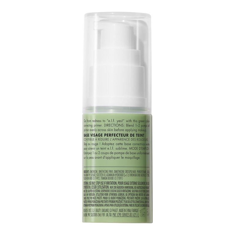 e.l.f. Tone Adjusting Face Primer - Neutralizes Uneven Skin Tones & Redness | Vegan & Cruelty-Free, Small Size