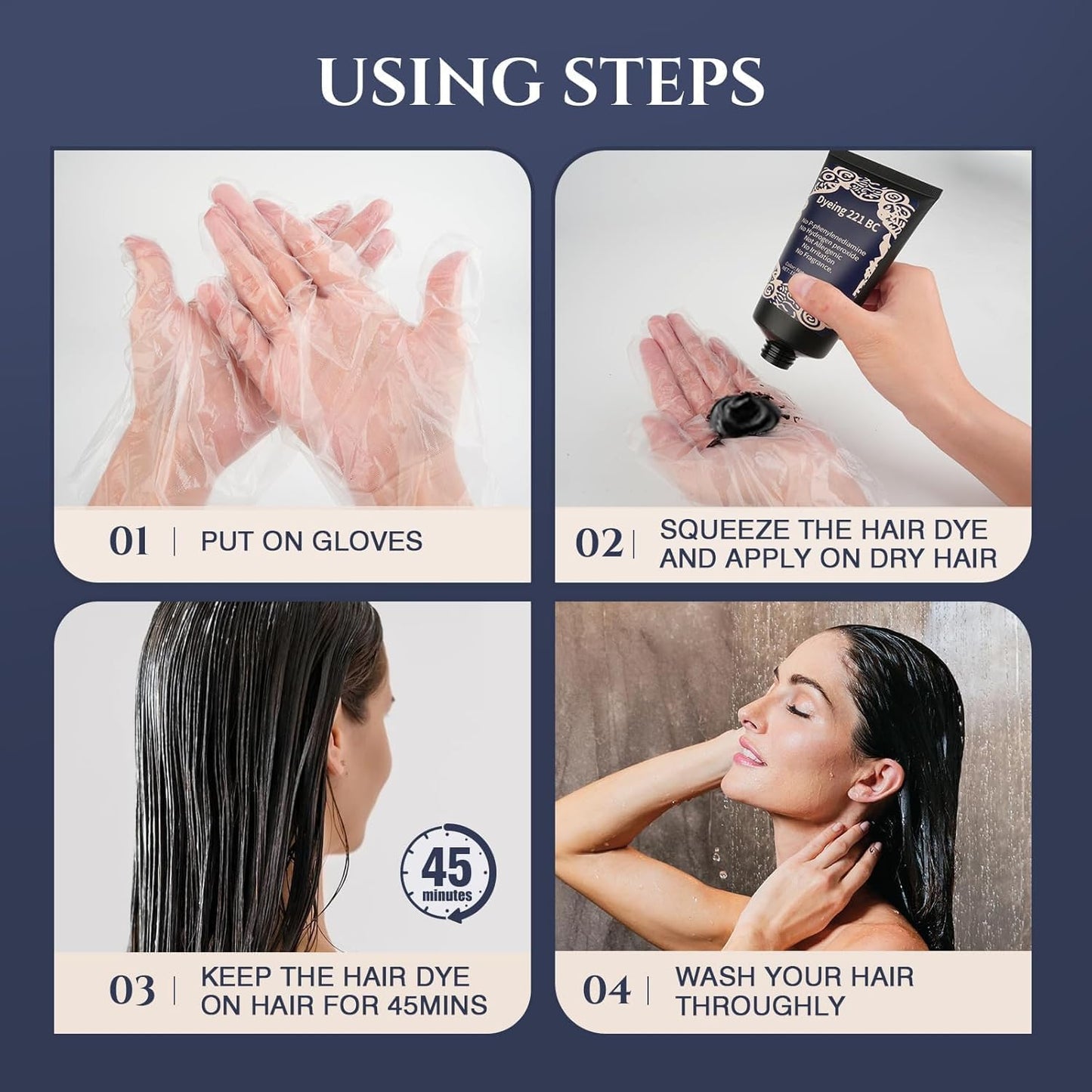 Black Hair Color, Natural Herbal Black Hair Dye for Women Men Gray Hair Coverage, Champu para canas