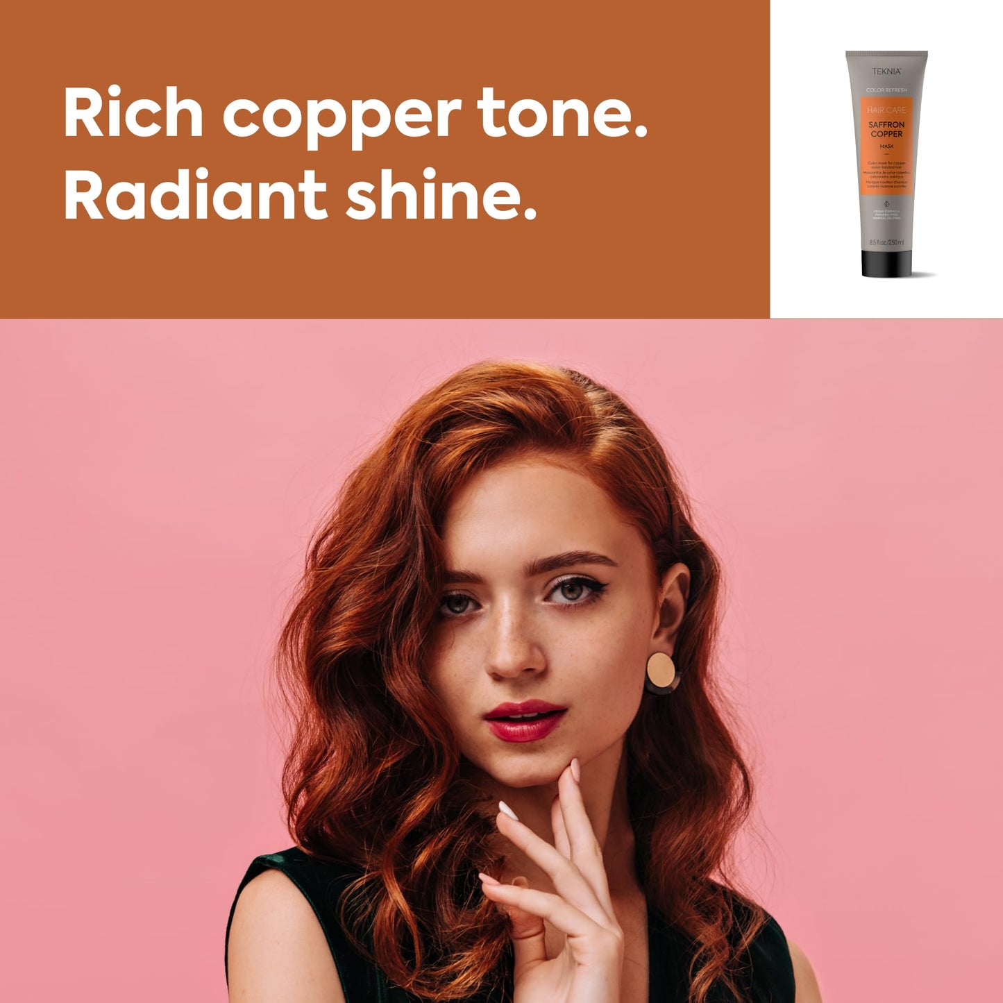 LAKMÉ Teknia Saffron Copper Color Refresh Hair Mask, Color Depositing Conditioner for Copper Hair, 8.5 Fl Oz