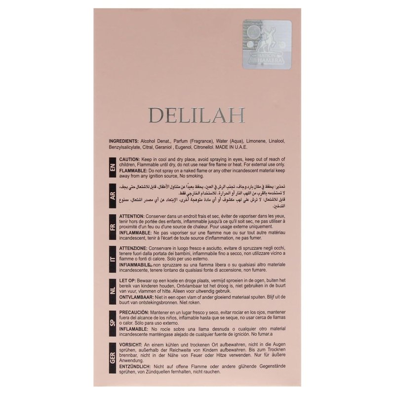 Lattafa Maison Alhambra Delilah Eau de Parfum Spray for Women - 3.4 Oz/100 Ml | Elegant Floral Fragrance