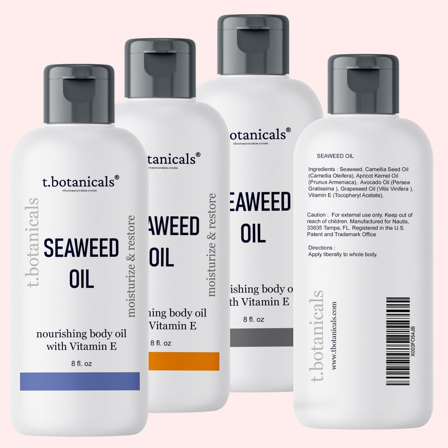 Seaweed Body Oil 8 oz. Nourishing Sea Moss Oil Fast Absorbing Firming Anti-Aging Non-Greasy Oil Day and Night Massage Kelp Moisturizer for Dry Dull, Sagging Skin, Face, Hair, Foot, Hands (Unscented)