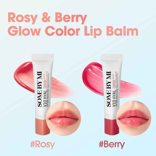 SOME BY MI V10 Hyal Lip Sun Protector Rosy – Pack of 2, 0.46oz – Korean Tinted Glow SPF 15 Sunscreen Lip Balm for Dry & Sensitive Lips – Hydrating with Hyaluronic Acid & Vitamin E – Korean Skin Care