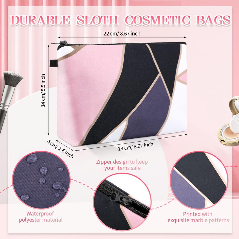 Dunzy 16 Pcs Bulk Makeup Bag for Women Gifts for Mom Canvas Cosmetic Bags with Zipper Pouches Waterproof Travel Toiletry Organizer for Girls Mother Teacher Nurse Bridesmaids (Marble)