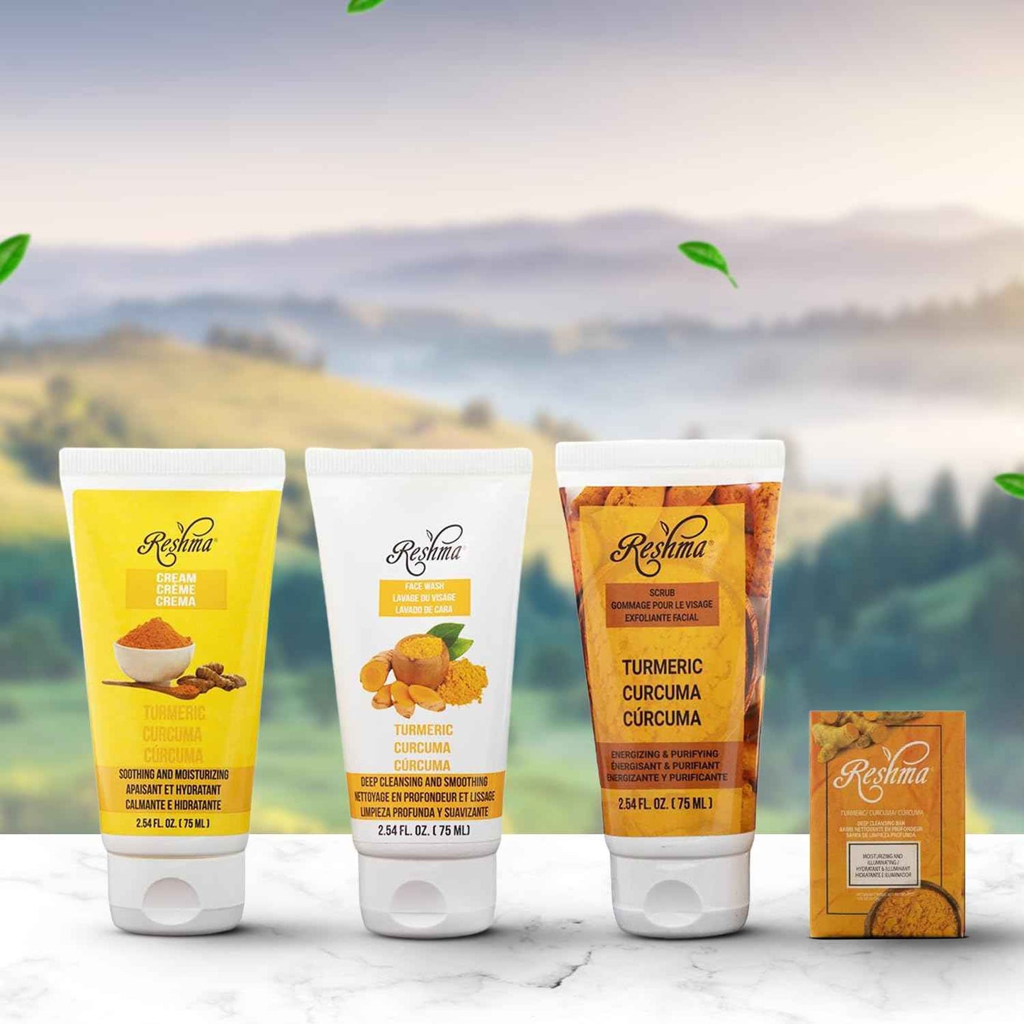 Turmeric Glow on the Go: Skincare Essentials | for All Skin Types & Dull Skin | Gentle Face Wash, Scrub, Cream, and Soap | TSA Approved | Removes Make Up | For Daily Use - Cruelty Free