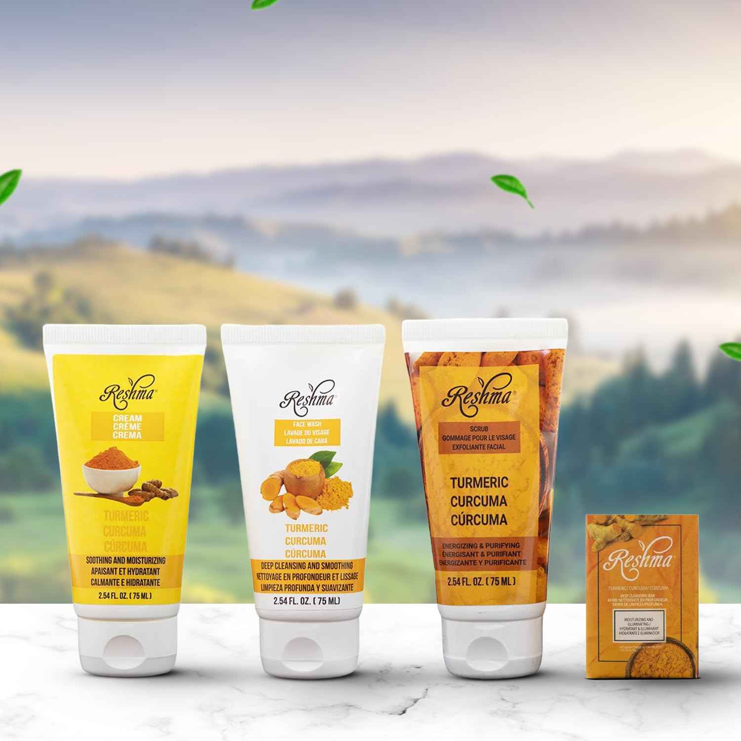 Turmeric Glow on the Go: Skincare Essentials | for All Skin Types & Dull Skin | Gentle Face Wash, Scrub, Cream, and Soap | TSA Approved | Removes Make Up | For Daily Use - Cruelty Free