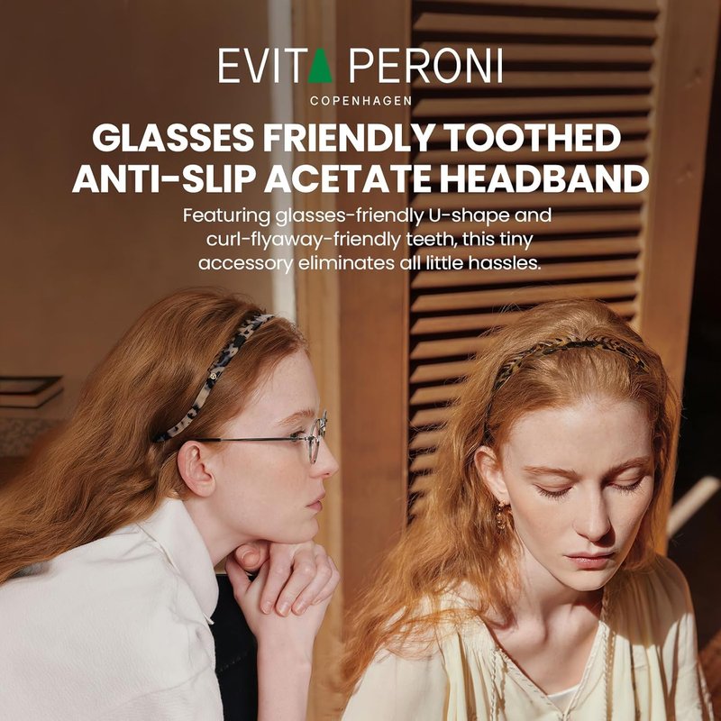 Evita Peroni Women's Non-Slip Headbands with Teeth - Comfortable Hair Comb Band for Eyewear | Amber