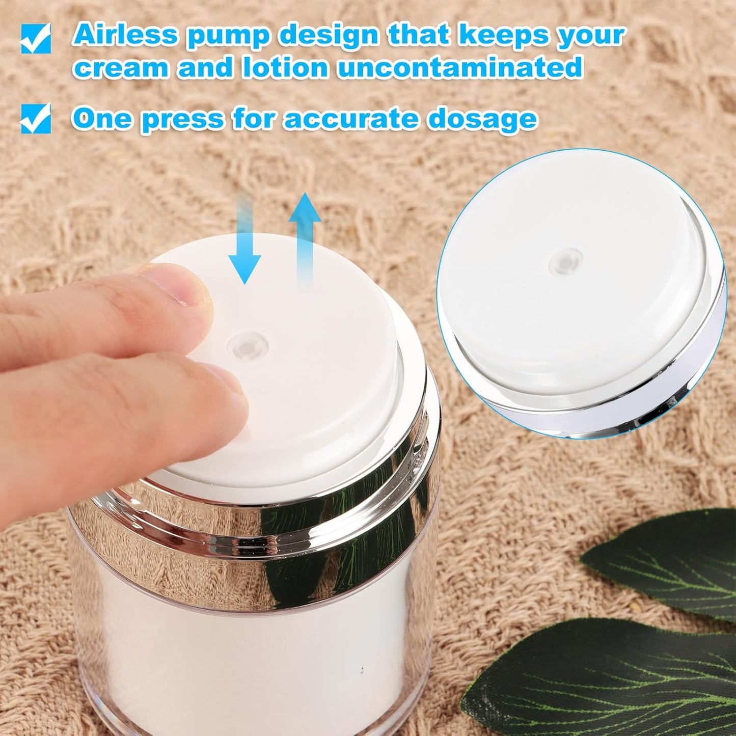 Airless Pump Jars - 10 Pack 1 Oz Moisturizer Dispenser for Skincare Cream | 30ml
