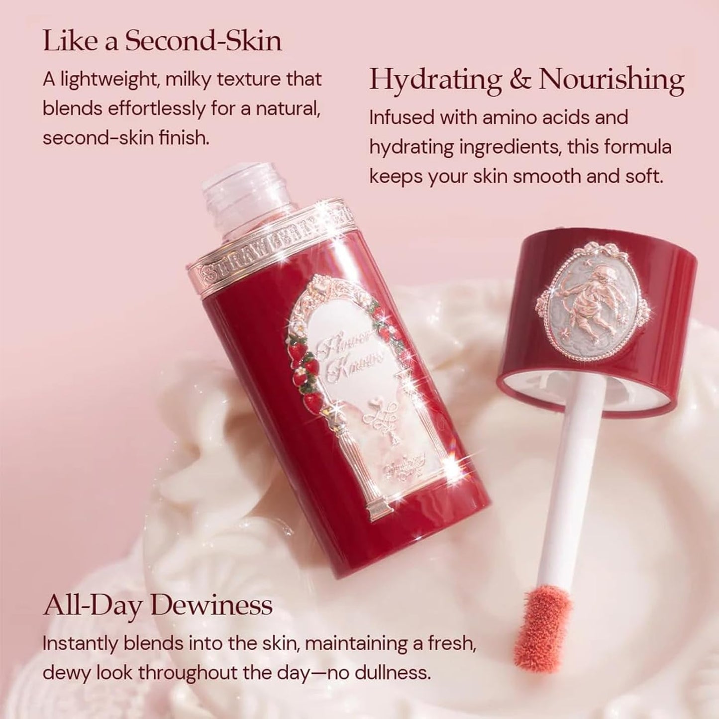 Flower Knows Strawberry Cupid Liquid Blush - Sweat & Water-Resistant Baby Pink Makeup | 0.25 Fl Oz