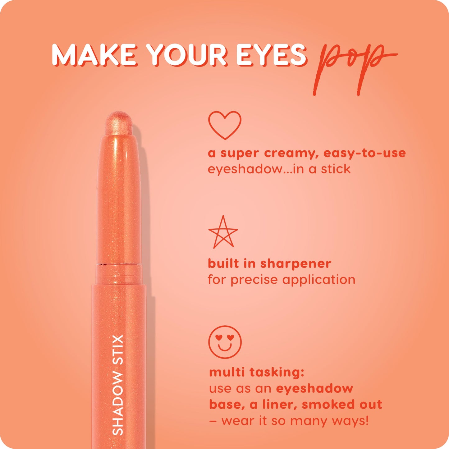 ColourPop Shadow Stix - Cream Eyeshadow Stick with Long-Lasting Color - Multi-Use Cream Makeup with a Built-In Sharpener & Precise Tip for Easy Application - Friday Feels (0.05 oz)