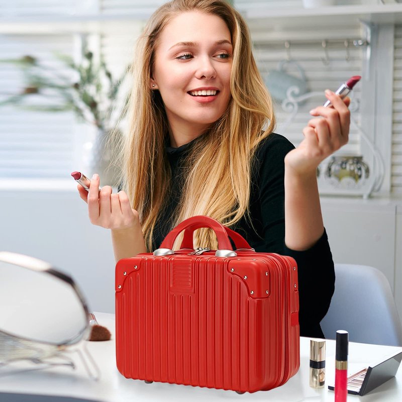 HAHONIA 11L Makeup Travel for Women Girl, Hard Shell Vanity Cases with Elastic Band and Zipper, Portable Waterproof ABS Cosmetic Case for Travel