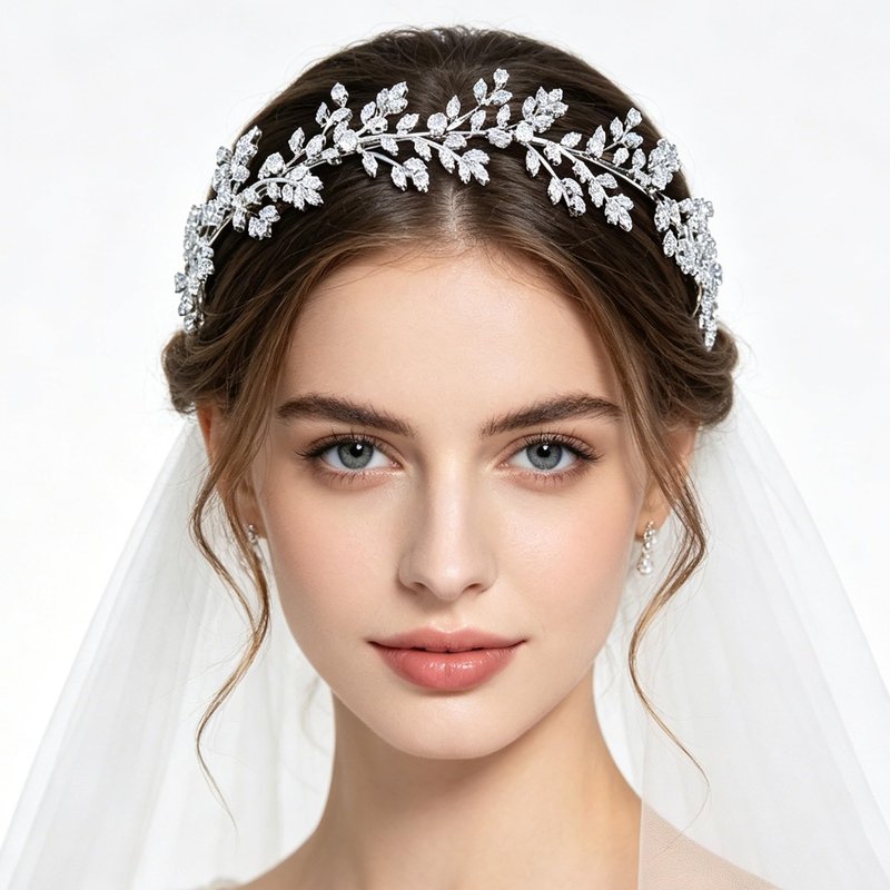 Jorsnovs Fashion Bridal Headpieces for Wedding Bride Hair Accessories Cubic Zirconia Headbands for Women CZ Birthday Gifts