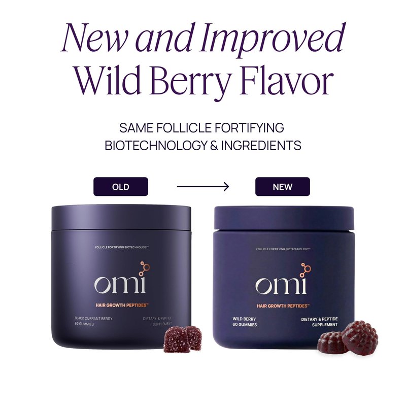 OMI - Peptides for Hair Growth, Gummies for Women with Patented Follicle Fortifying Biotechnology, Now in Delicious Wild Berry Flavor (60 Gummies)