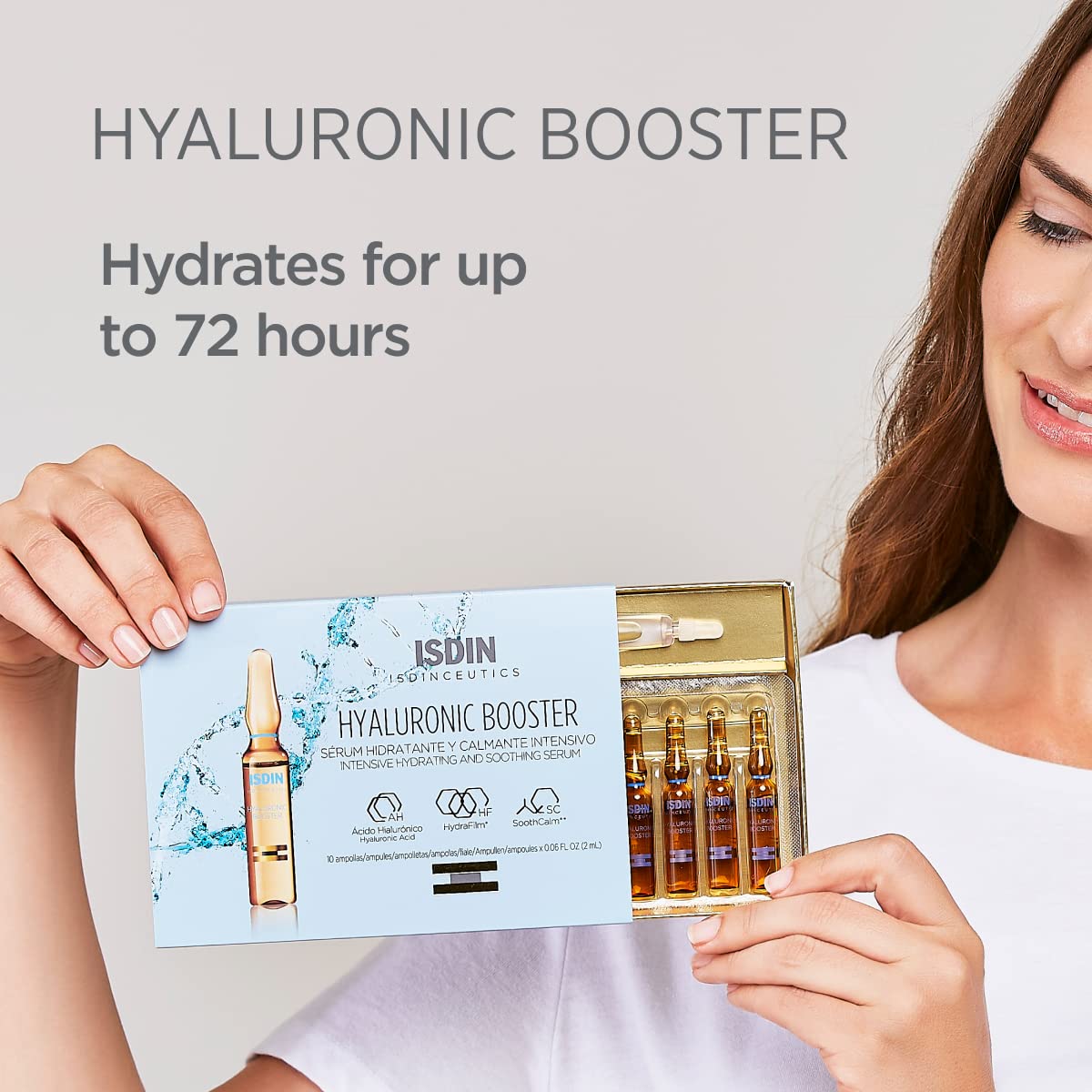 Isdinceutics Intensive Hyaluronic Acid & Peptide Booster - Hydrating Facial Serum in 30 Ampoules, 0.06 FL OZ Each