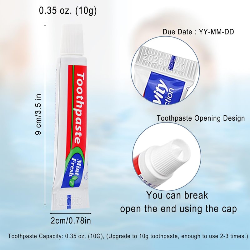 HAIFOTRVA 200 Tubes Bulk Travel Size Toothpaste,Extra Small 0.35oz Small Toothpaste Travel Size Bulk 0.8x3.5 inches Peppermint Mini Disposable Toothpaste for Hotel,Guests,Homeless,Charity