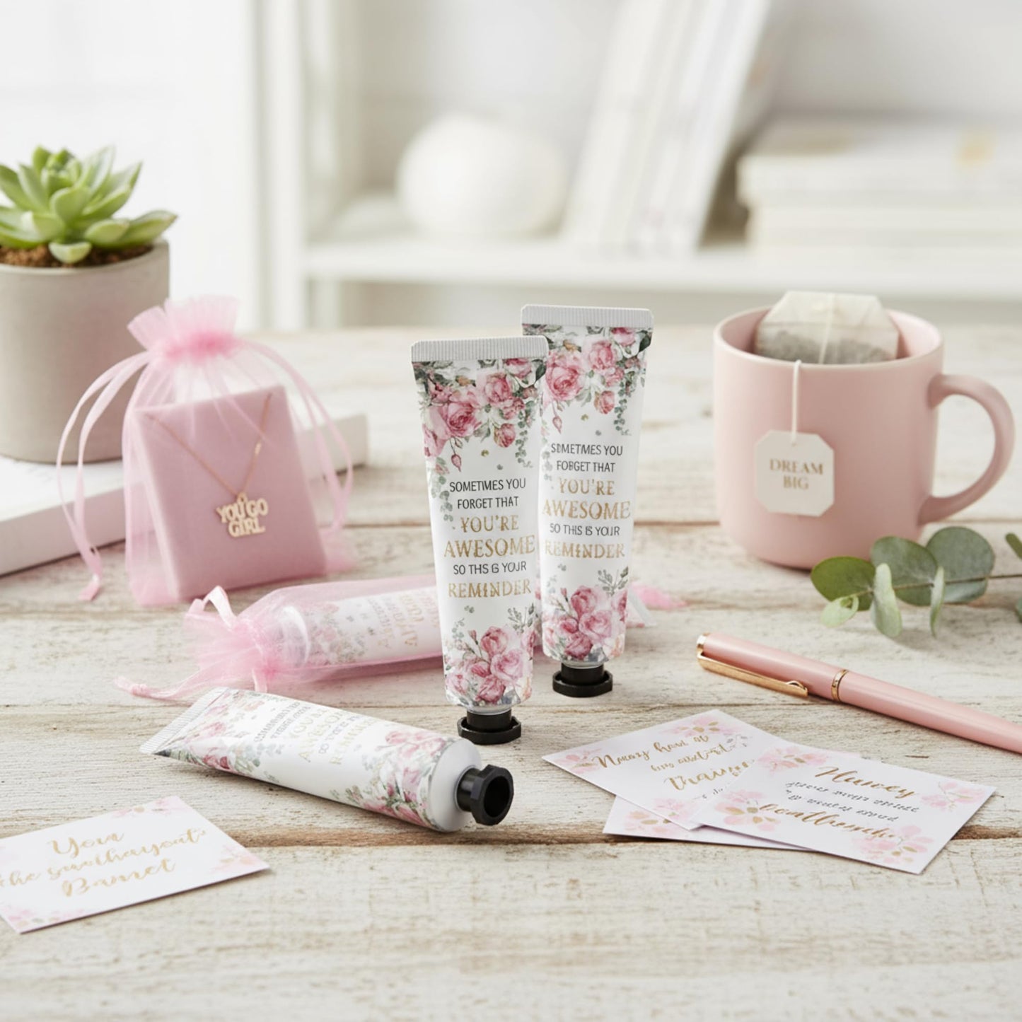 Swiffen 48 Sets Inspirational Hand Cream Gifts for Women Bulk, Teacher Appreciation New Job Gift Bridal Wedding Favors for Lady Friend Coworker, Travel Size Lotion for Women Birthday with Organza Bags