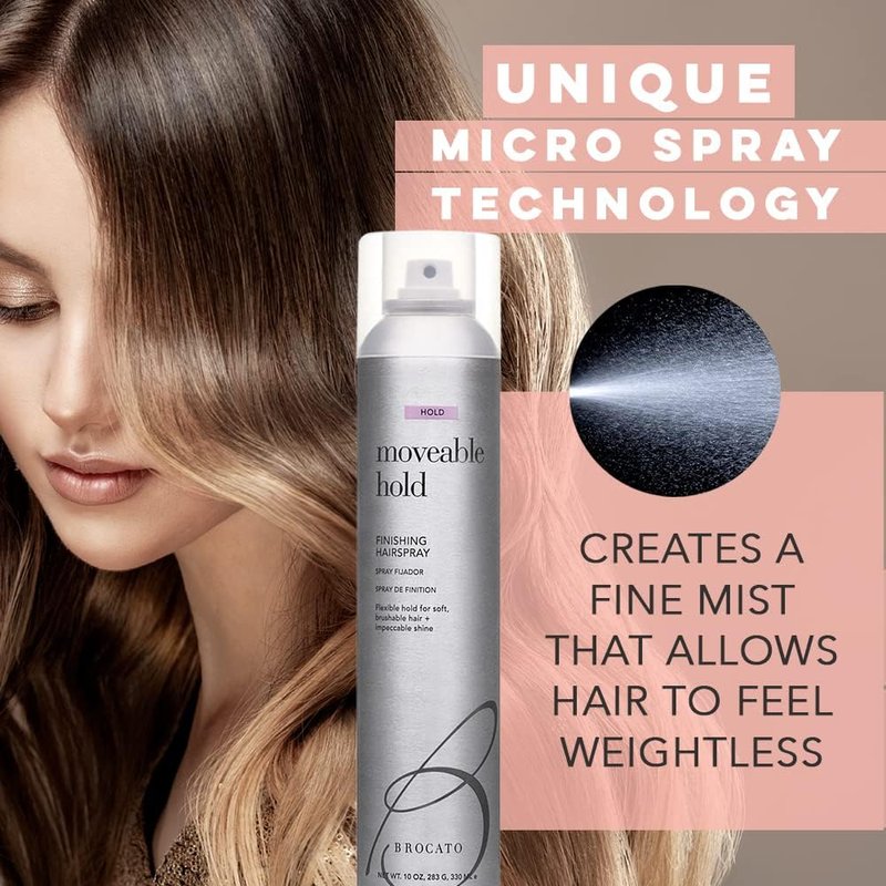 Brocato Moveable Hold Finishing Hairspray (50% VOC), 10oz | Exceptional Control and Brilliant Finish | For All Hair Styles