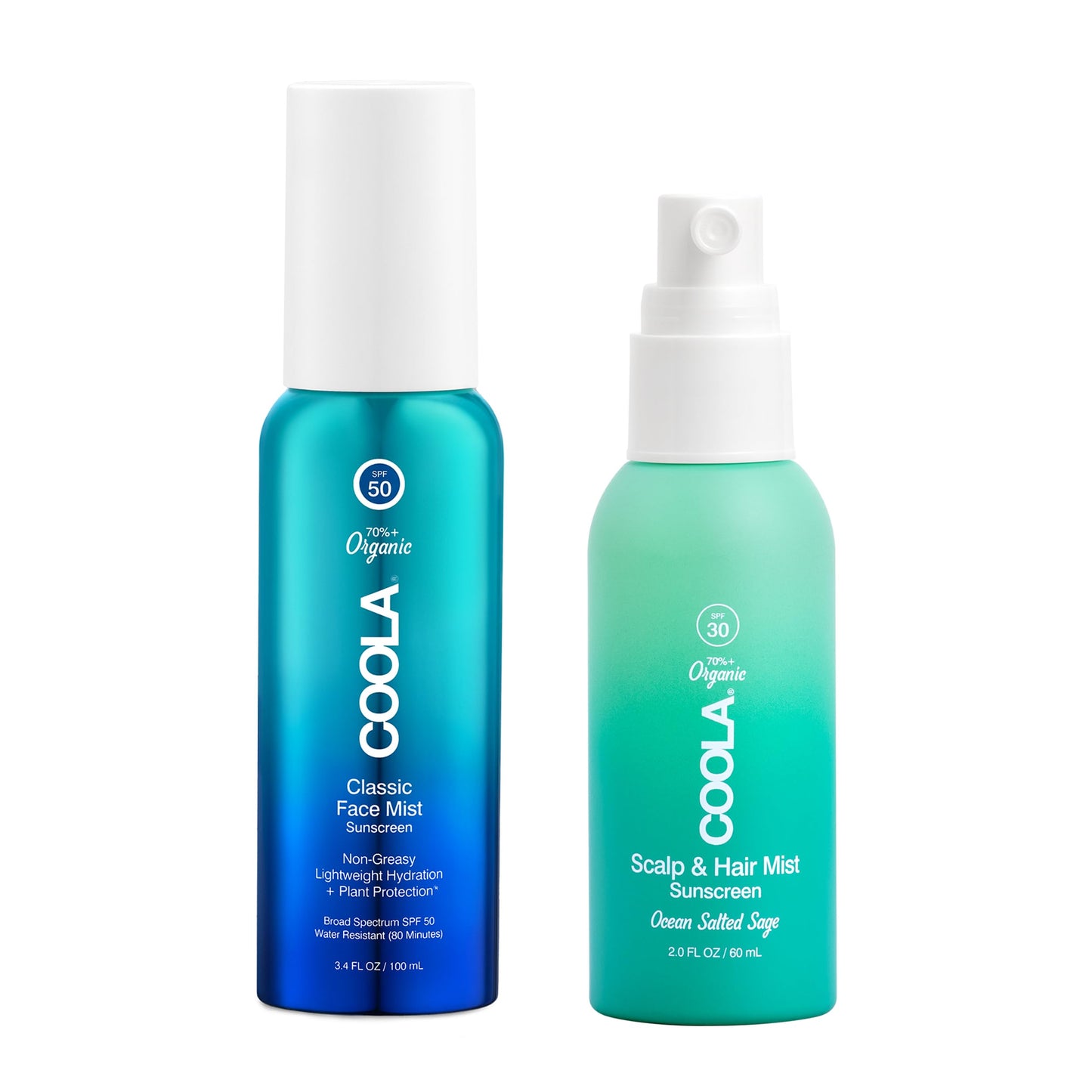 COOLA Organic SPF30 Scalp Spray Hair Mist & SPF50 Face Mist