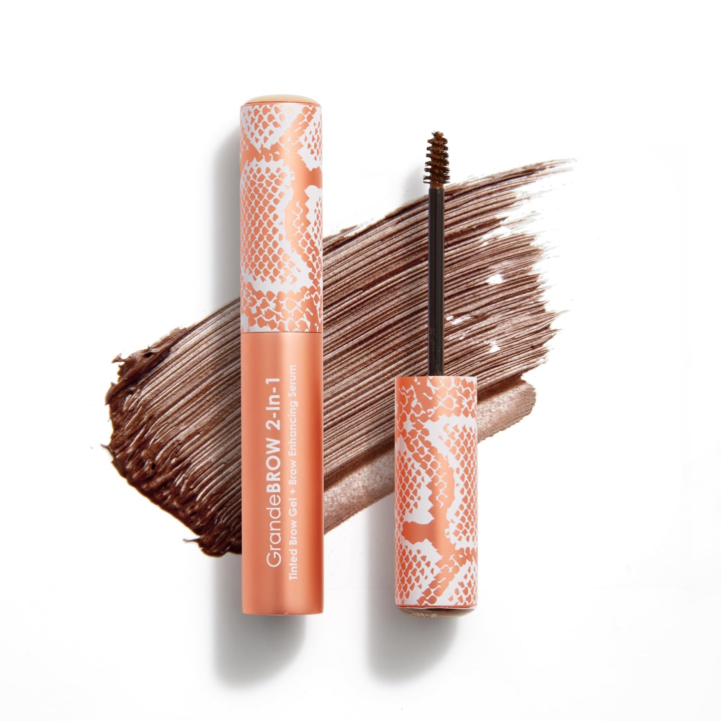 Grande Cosmetics GrandeBROW 2-in-1 Tinted Brow Gel + Brow Enhancing Serum for Thicker & Darker-Looking Eyebrows, Shape & Fill Brows, with Castor Oil & Mini Fibers - Auburn, Travel Size (0.07 fl oz)