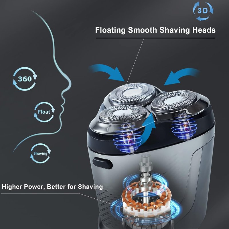Electric Razor for Men - Waterproof Cordless Shaver with Extra Head & LED Display | Rechargeable USB-C Fast Charging
