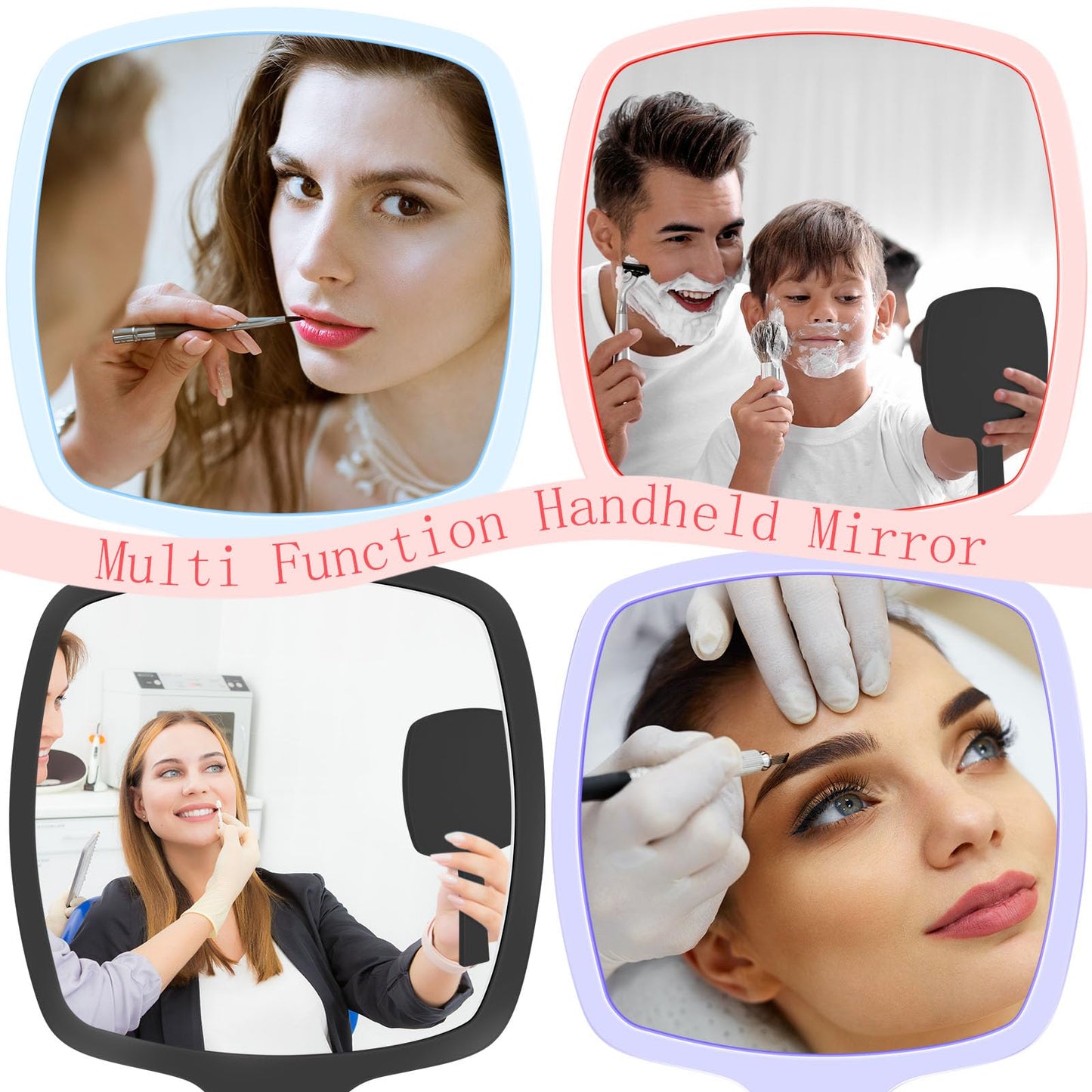 Threehoney 25 Pcs Hand Mirrors Bulk Small Handheld Mirrors with Handle 6.3 x 3.54 Inch Travel Makeup Tools Portable Vanity Glass for Bathroom Home Barber Salon Camping Gifts for Women (Black)