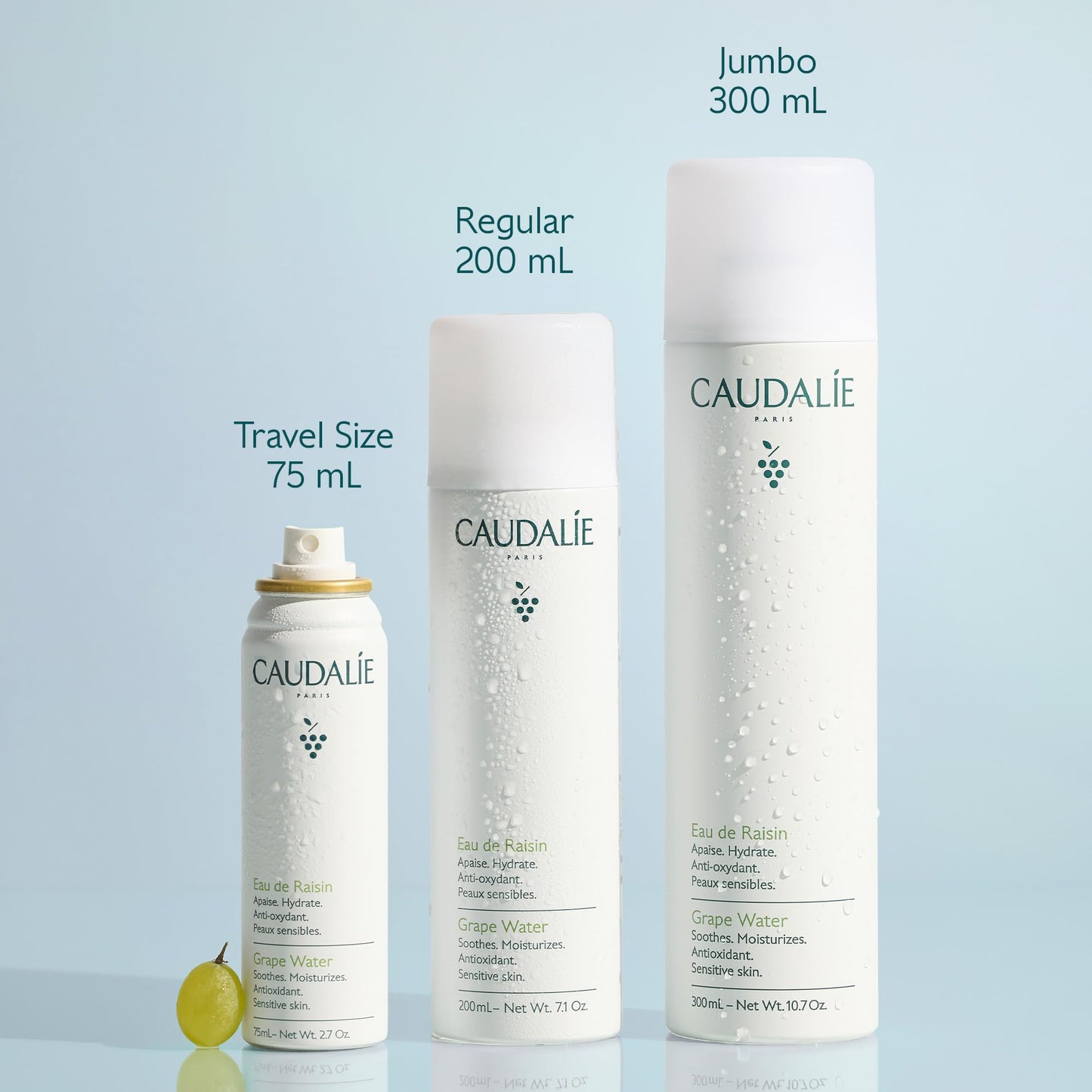 Caudalie Grape Water Face Mist, Intensely Hydrates and Soothes for All Skin Types, Sensitive Skin Safe Antioxidant Facial Spray - 300 mL
