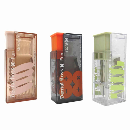 3 PCs and 3 Colors Family Pack Refillable Floss Pick Dispenser & Floss Pick Holder - with 30 Floss Picks, Perfectly Cool Dental Floss Dispenser for a Fresh Smile