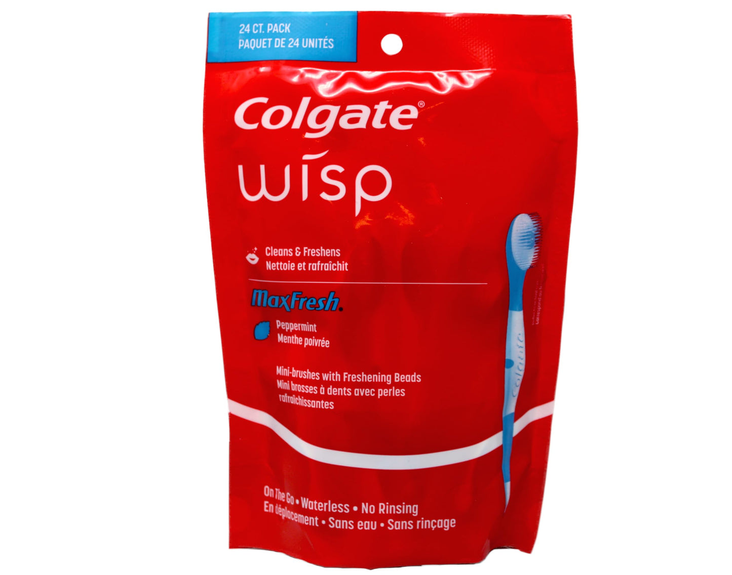 Colgate Max Fresh Wisp Disposable Mini Toothbrush, Peppermint , 3 Pack (24 Count)