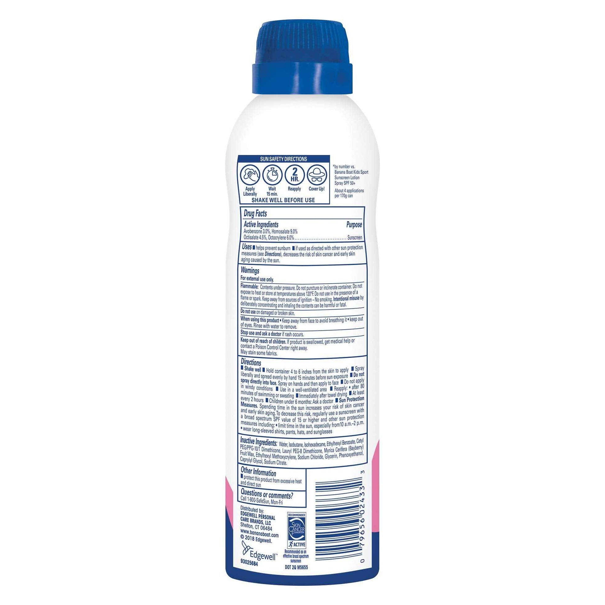 Banana Boat Baby Mineral Enriched Sunscreen, Won't Run Into Eyes, Broad Spectrum Sunscreen Lotion Spray, SPF 50, 6oz. (Pack of 2)