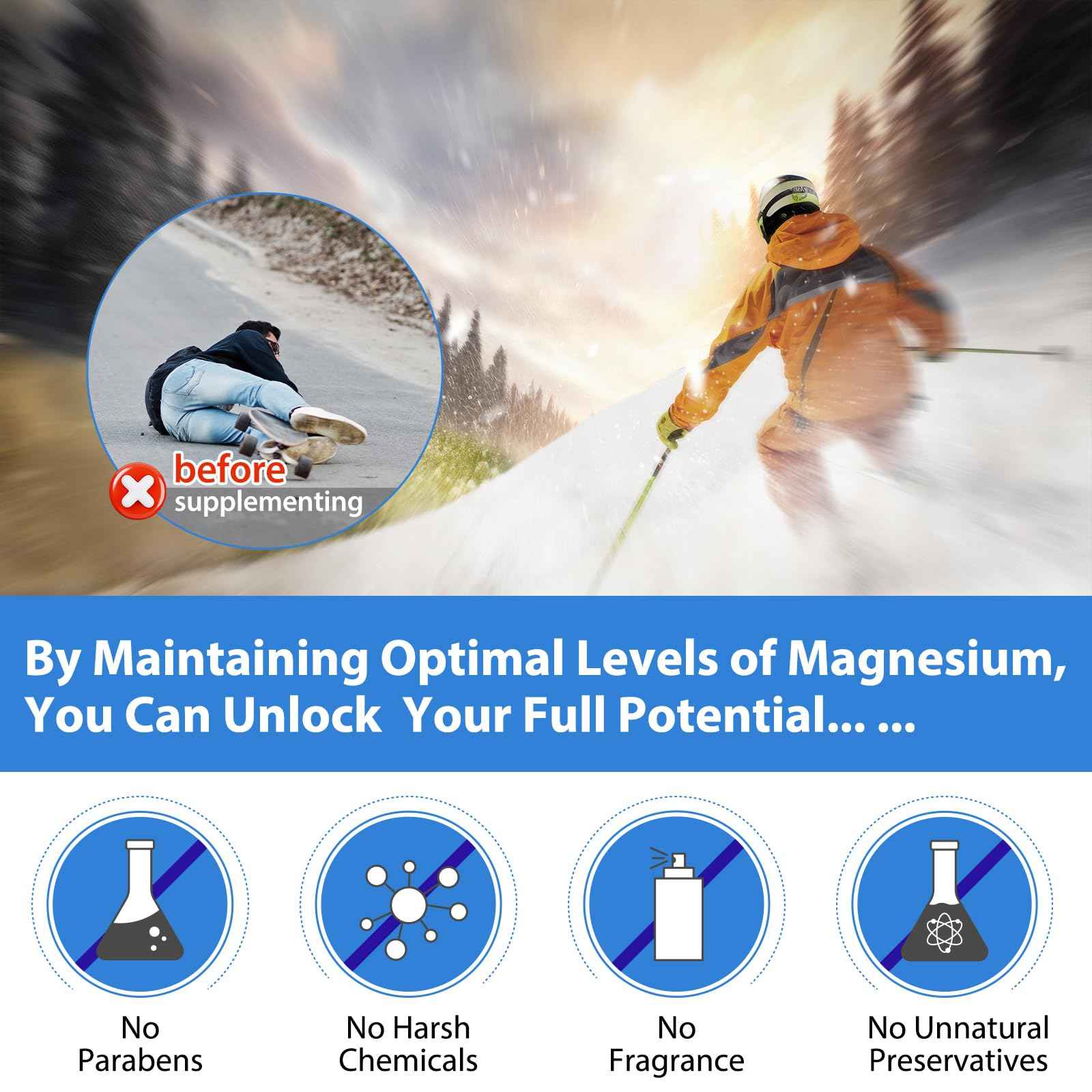 Magnesium Oil Spray - Magnesium Oil for feet - 100% Pure Magnesium Oil Spray Organic Natural Magnesium Spray - Nourish The Skin - Easy to Absorb and Use - Glass Bottle 2 fl oz (1pcs)