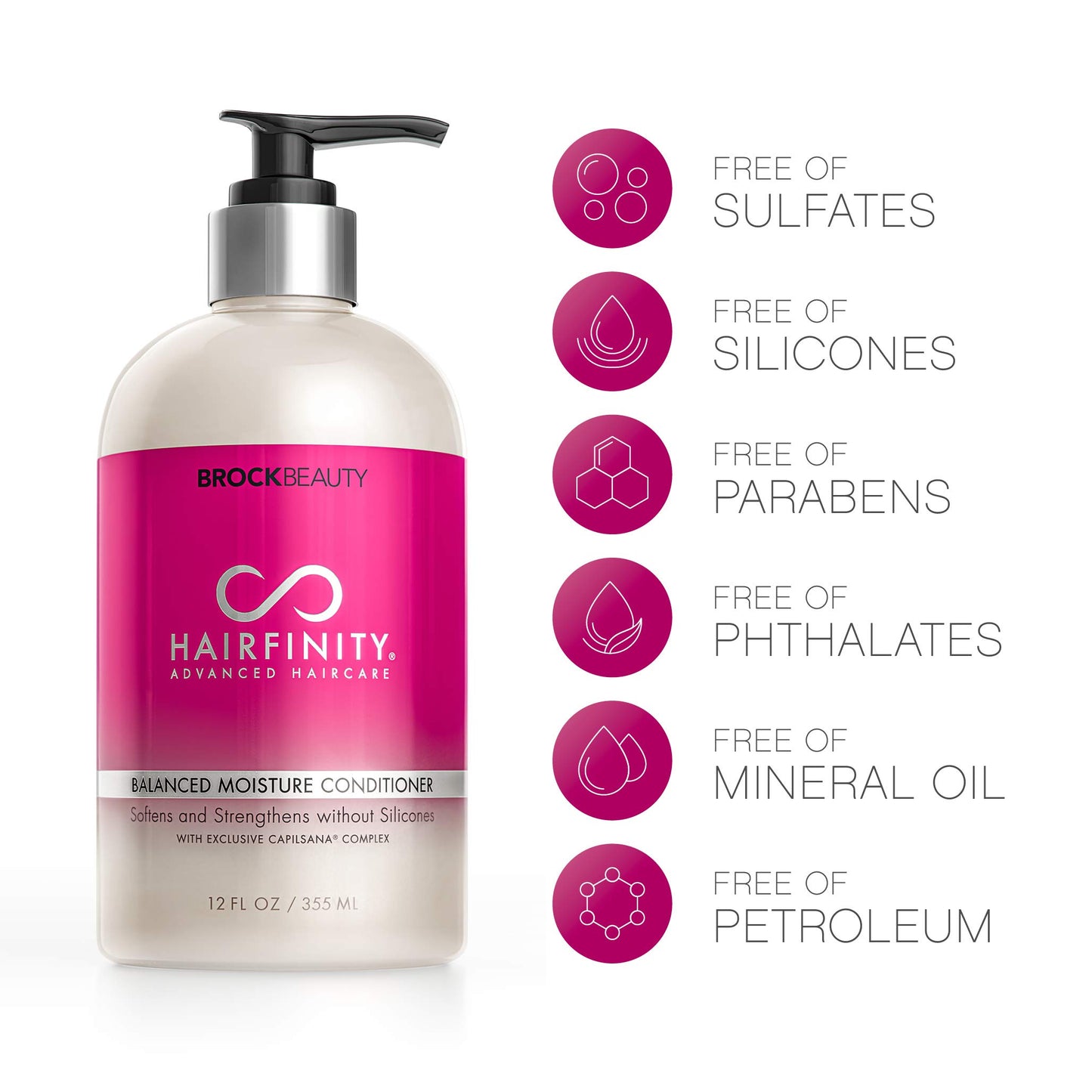 Hairfinity Balanced Moisture Biotin Conditioner - Silicone & Sulfate Free Growth Formula, white Coconut, 12 Fl Oz