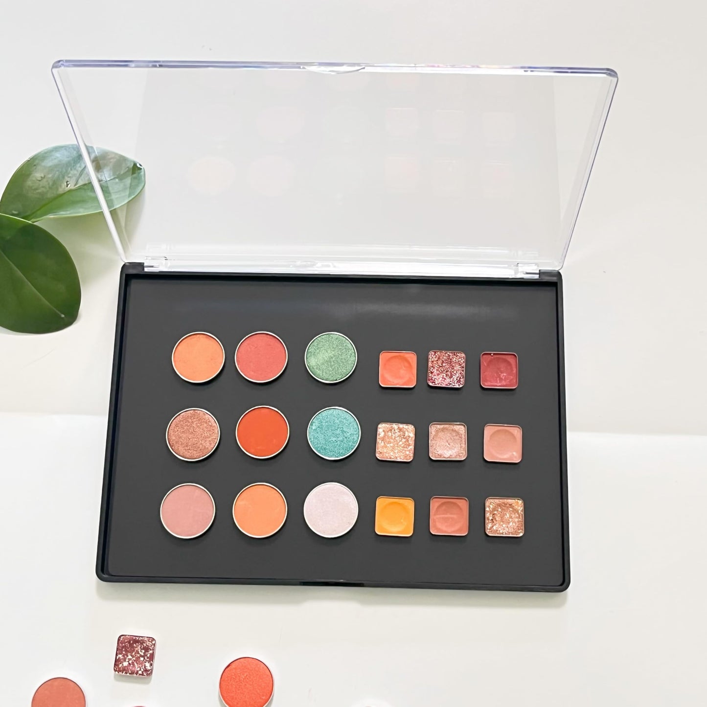 UDTIP 2 Pack XL large Magnetic Makeup Palette with Clear Top, Empty Cosmetics Pan Dispensing Storage Box with 40pcs Metal Sticker for DIY Eyeshadow Lipstick Blush Powder- 9.25'' x6.57''
