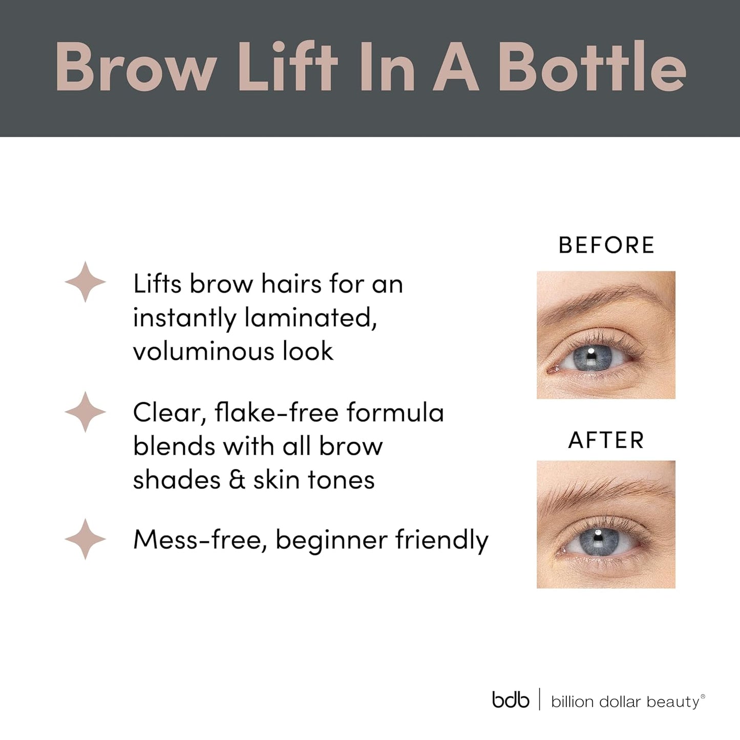 Billion Dollar Brow Lift - Clear Ultra-Hold Eyebrow Gel for Flake-Free, Long-Lasting Brow Sculpting | Vegan Formula