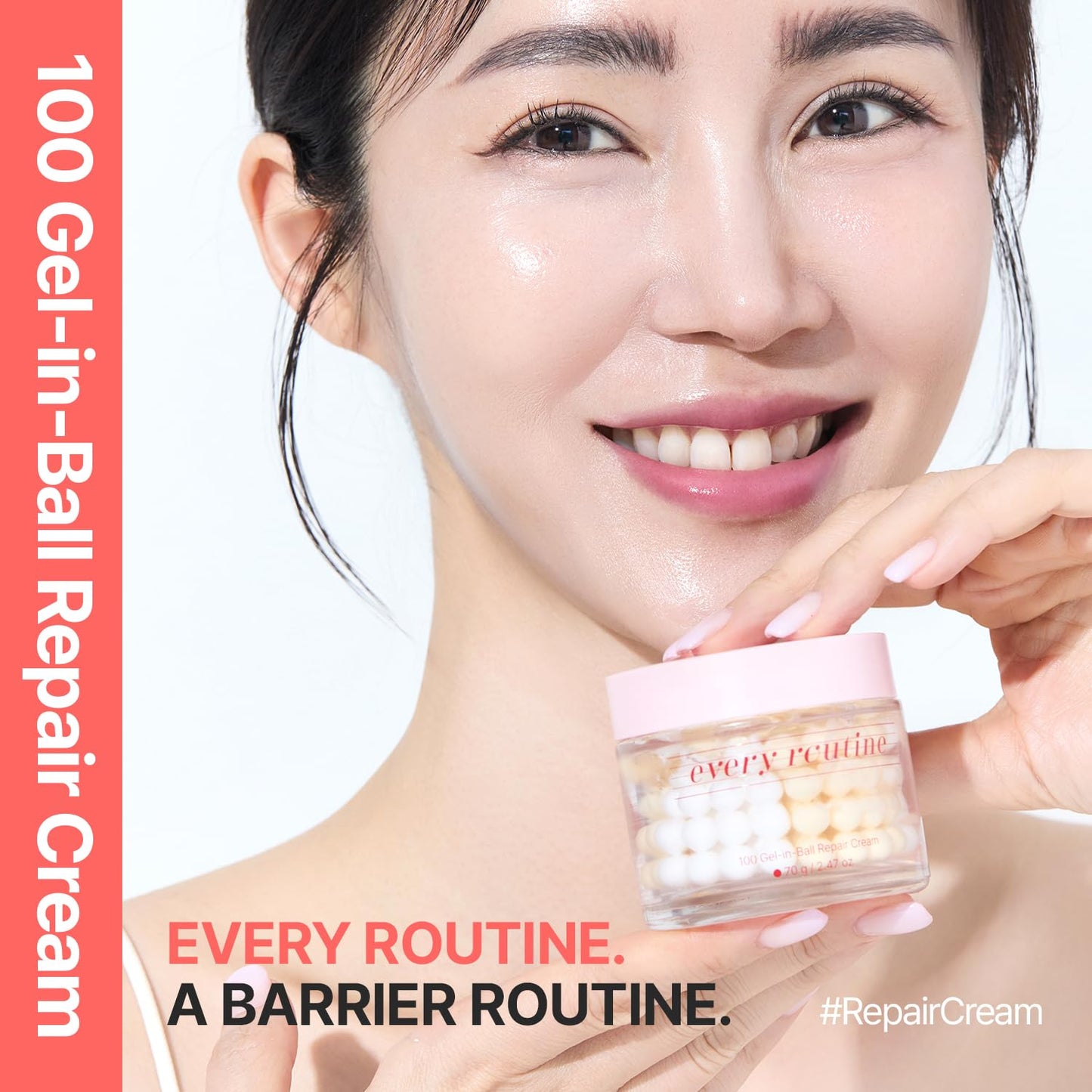 Hydrating Gel-in-Ball Repair Cream - Plumping & Soothing Daily Moisturizer with Cica & Hyaluronic Acid | 70g / 2.47oz