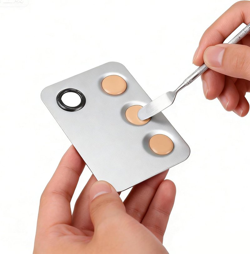 Stainless Steel Cosmetic Palette Set - 6 Pack 6x4 Inch Mixing Trays with Spatula for Makeup, Nail Art & Foundation Blending | Silver