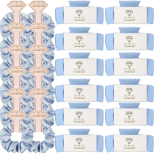 Loanzeg Bridesmaid Scrunchies Proposal Gifts 4.1 Inch Square Set of 8 Bachelorette Hair Claw Clips ideas Bridal Shower Gift for Wedding Party Favors (24pcs Dusty Blue)