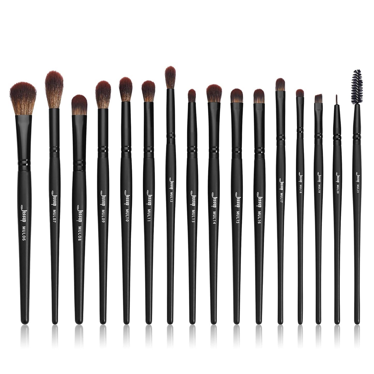 Jessup Eye Brushes Set - Vegan Makeup Brushes for Concealer, Eyeshadow & Eyeliner | 16-Piece Black Set
