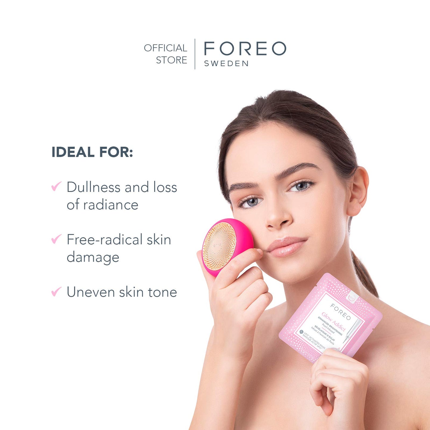 FOREO Glow Addict UFO-Activated Facial Mask - Hydrating Facial - Vitamin C & Vitamin E - For All Skin Types & Dull Skin - Antiaging - 6 pcs in Pack
