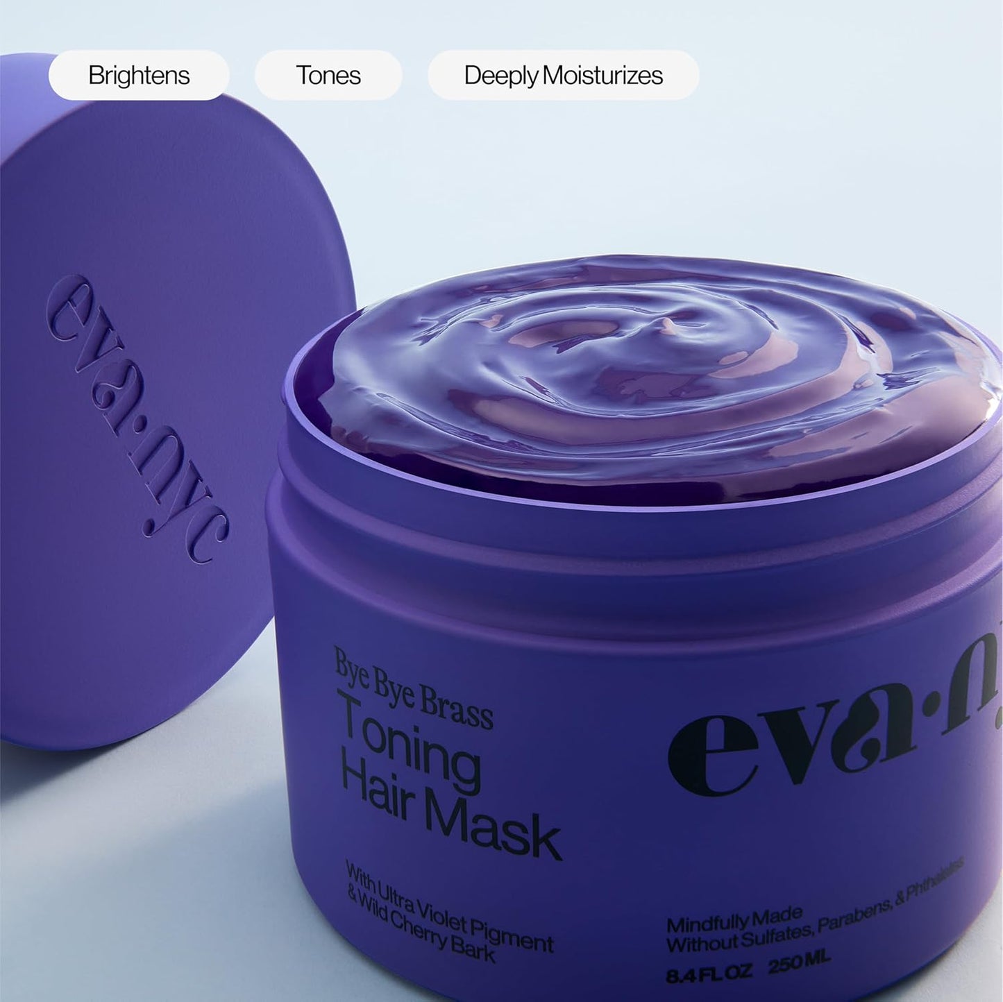 Eva NYC Toning Hair Mask - Anti-Brass Treatment for Blonde & Gray Hair - Moisturizing Wild Cherry Bark - 8.4 fl oz